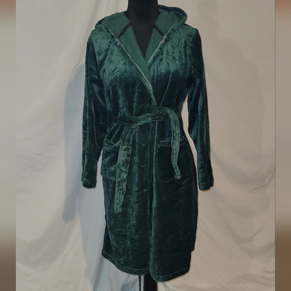 Doctor Unicorn, Dark Green Kids Fleece Hooded Robe with Belt, 10-11 Y, NWOT